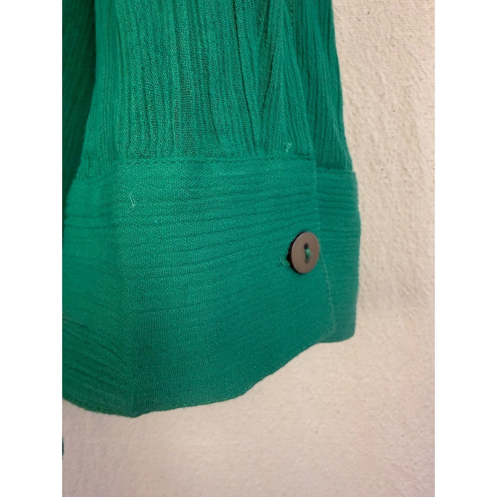 Paragon Tunic Top Women 3X Green Cotton Gauze Pintuck Button Relaxed Lightweight - Picture 5 of 10